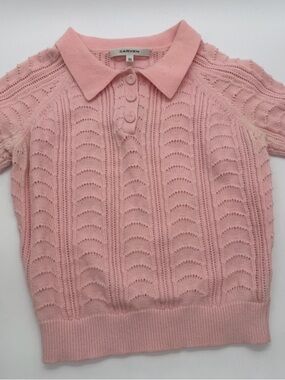 Carven Light Pink Knit Polo Sweater